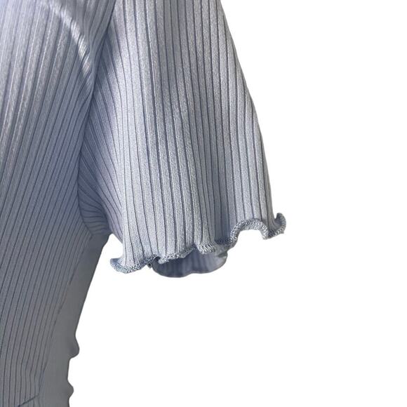 Pink Rose Woman's Light Blue Ribbed Cinched Front Short Sleeve Mini Dress-Size M - Picture 7 of 9